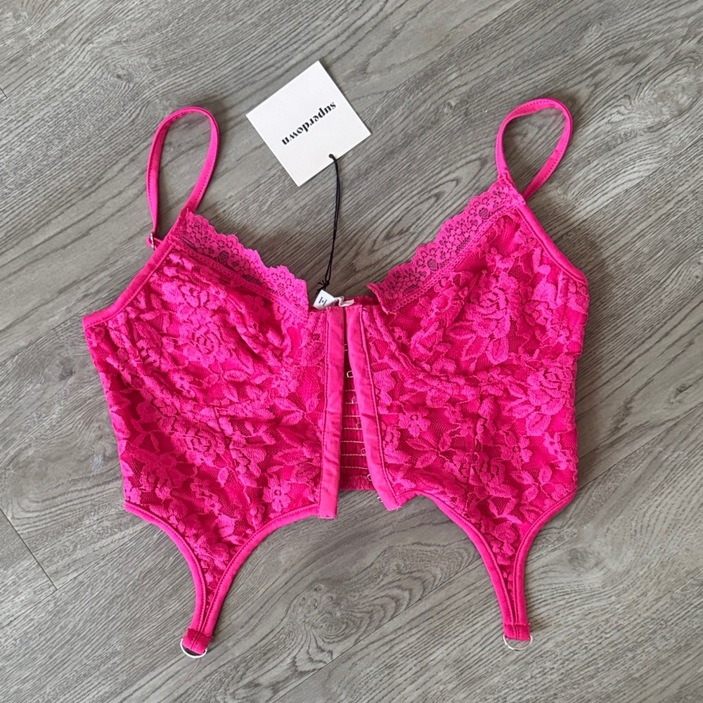 Vibrant Pink Lace Bustier